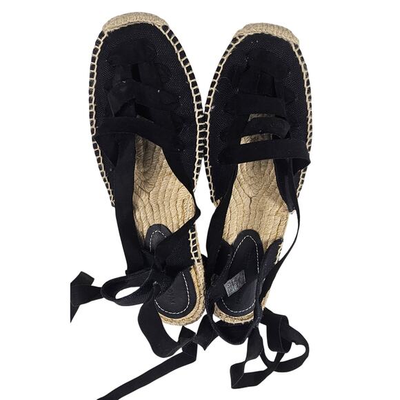 Bonni Canvas Espadrille Sandal sz 7 black lace up sandals coquette preppy NWOT - Picture 3 of 7